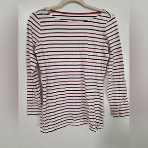 Boden Women's Long Sleeve Striped Tee - Red, Black, White